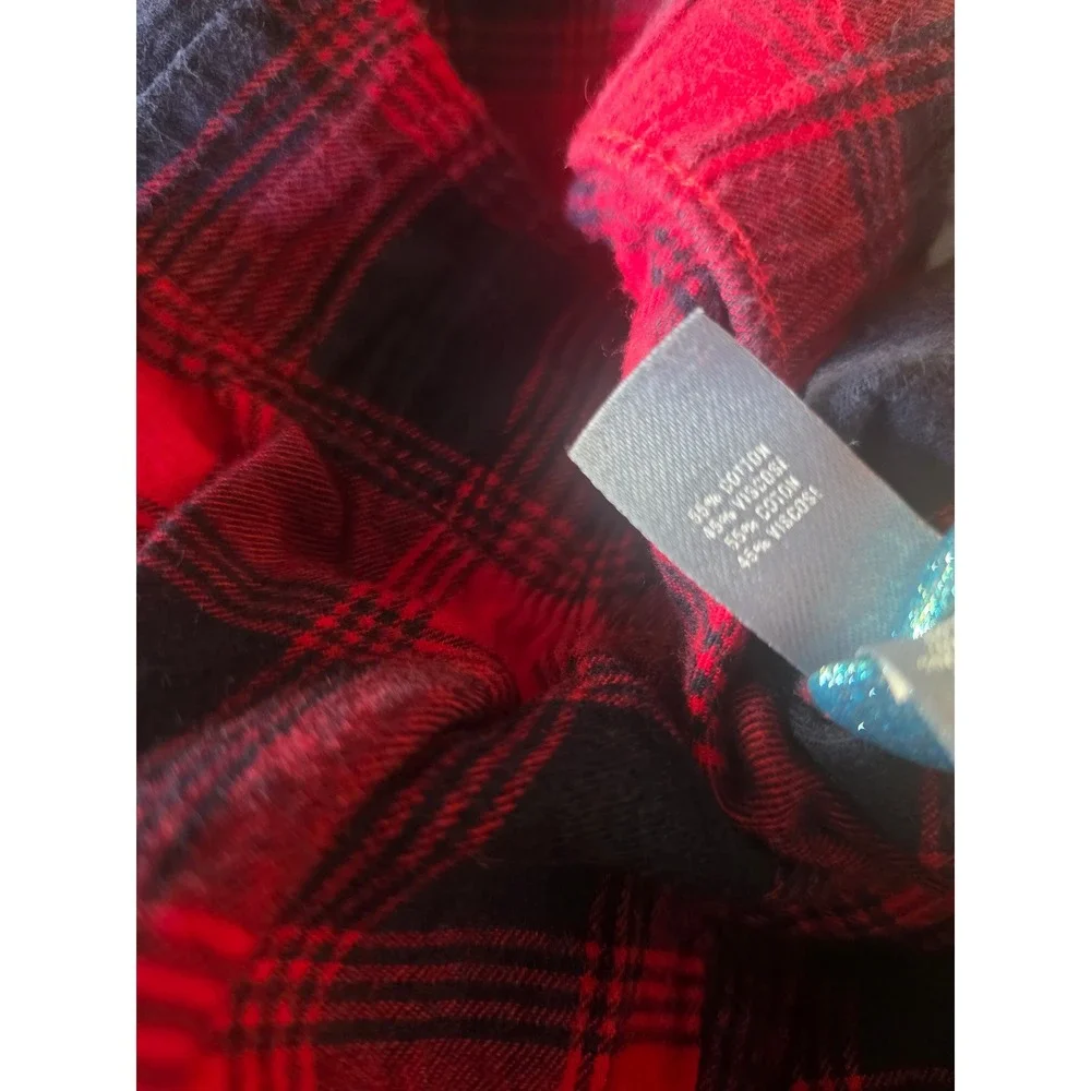 Aerie Red Black Buffalo Plaid Pajama Jogger Pants Small Drawstring Pockets